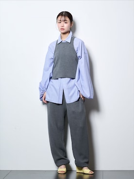 「CITYSHOP（シティーショップ）のASHER AGNES BOUCLE SWEATPANT L406-J131：パンツ（スウェットパンツ、ブラック系）」を使った、KAMEYAMAさん（レディース・168cm）の春コーディネート
