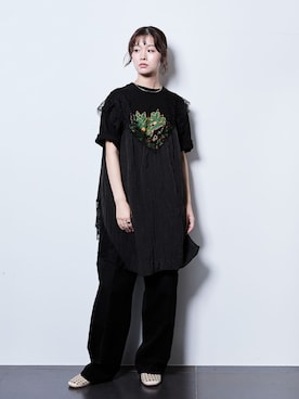 「CITYSHOP（シティーショップ）のSLACKS パンツ（スラックス、ブラック系）」を使った、KAMEYAMAさん（レディース・168cm）の夏コーディネート