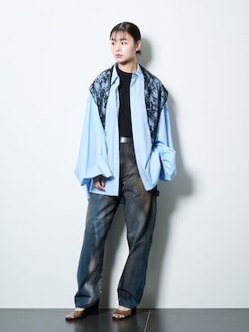 「CITYSHOP（シティーショップ）の[THE MOOD] ノースリーブショートTEE（Tシャツ/カットソー、ブラック系）」を使った、KAMEYAMAさん（レディース・168cm）の春コーディネート