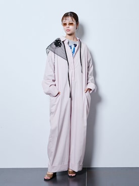 「CITYSHOP（シティーショップ）の《追加2》SHIRT ジャンプスーツ（つなぎ/オールインワン、ピンク系）」を使った、KAMEYAMAさん（レディース・168cm）の夏コーディネート