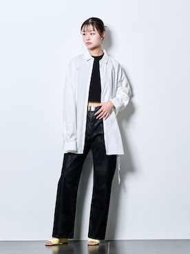 「CITYSHOP（シティーショップ）の[THE MOOD]アメリカンスリーブTEE（Tシャツ/カットソー、ブラック系）」を使った、KAMEYAMAさん（レディース・168cm）の春コーディネート