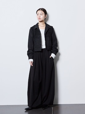 「TAAKK（ターク）のTAAKK MILITARY SHIRT BLOUSON TA26AW-BL308：ブルゾン（その他アウター、ブラック系）」を使った、KAMEYAMAさん（レディース・168cm）の秋コーディネート