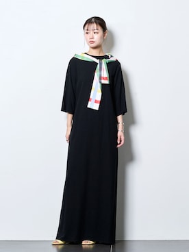「CITYSHOP（シティーショップ）のASA LIKE KAFTAN LEAN DRESS：ワンピース（ワンピース、ブラック系）」を使った、KAMEYAMAさん（レディース・168cm）の春コーディネート