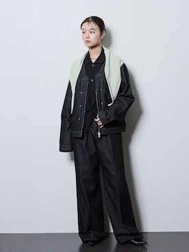 「Wrangler（ラングラー）のWRANGLER 別注 デニムジャケット（デニムジャケット、ブラック系）」を使った、KAMEYAMAさん（レディース・168cm）の秋コーディネート