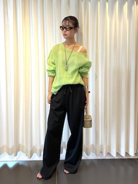 「CITYSHOP（シティーショップ）のDOUBLE WAIST JERSEY パンツ（その他パンツ、ブラック系）」を使った、KAMEYAMAさん（レディース・168cm）の春コーディネート