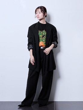 「SASKIA DIEZ（サスキアディッツ）のSASKIA DIEZ FRINGE EARRINGS OPEN：ピアス（ピアス（両耳用）、シルバー系）」を使った、KAMEYAMAさん（レディース・168cm）の夏コーディネート