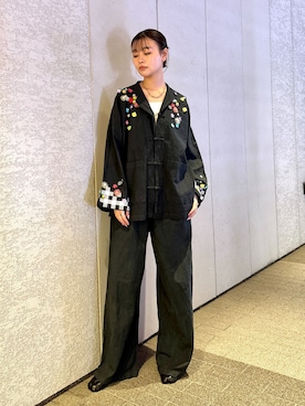 「CITYSHOP（シティーショップ）のYANYAN × FUJIN TREE 別注 ジャケット（その他アウター、ブラック系）」を使った、KAMEYAMAさん（レディース・168cm）の春コーディネート
