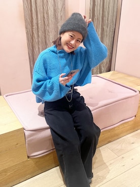 「ブルーニット」｜「アイテム（帽子）」を使った、kabataさん（レディース・149cm）の冬コーディネート