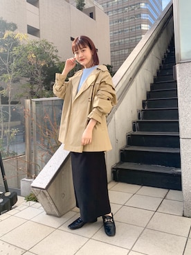 「ブルーコーデ」｜「アイテム（トレンチコート）」を使った、kabataさん（レディース・149cm）の冬コーディネート