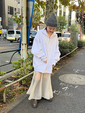 「シアーワンピース」｜「アイテム（スウェット）」を使った、kabataさん（レディース・149cm）の秋コーディネート