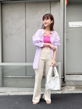 「mystic（ミスティック）のセンターステッチフレアデニム（デニムパンツ）」を使った、kabataさん（レディース・149cm）の春コーディネート