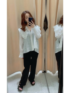 「黒パンツ」｜maminさん（レディース・152cm）の夏コーディネート