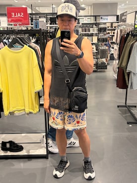 「adidas(アディダス)のアイテム(サンダル)」を使った、MaSaKiさん(メンズ・176cm)の夏コーディネート
