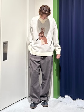 「アイテム（ニット/セーター）」を使った、かとしょーさん（メンズ・180cm）の秋コーディネート