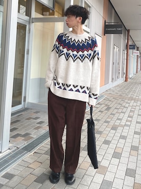 「アイテム（トートバッグ）」を使った、かとしょーさん（メンズ・180cm）の冬コーディネート