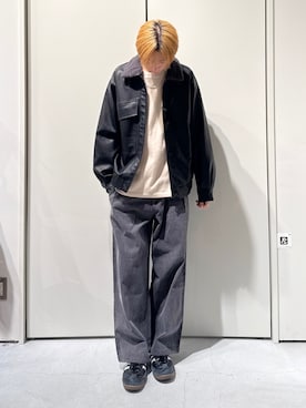 「アイテム（ライダースジャケット）」を使った、かとしょーさん（メンズ・180cm）の秋コーディネート