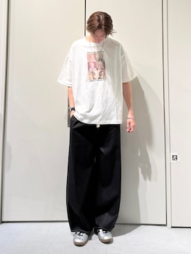 「CIAOPANIC TYPY（チャオパニックティピー）の【ユニセックス】【プラスサイズあり】スラブフォトTee（Tシャツ/カットソー、ホワイト系）」を使った、かとしょーさん（メンズ・180cm）の春コーディネート