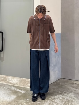 「アイテム（カーディガン/ボレロ）」を使った、かとしょーさん（メンズ・180cm）の夏コーディネート