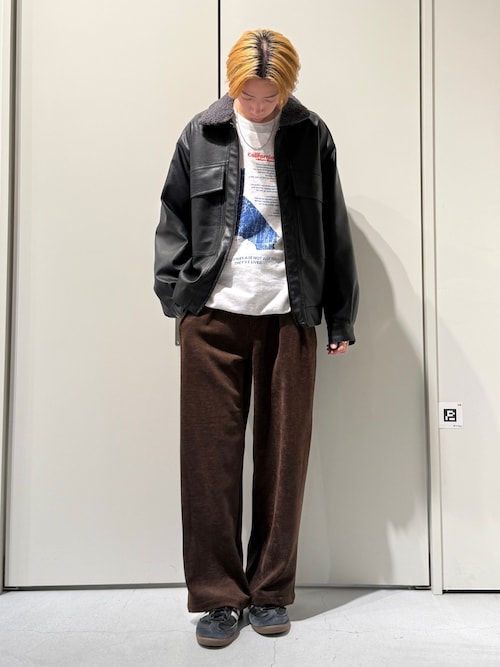 セール】【ユニセックス】3WAY襟ボア取り外し可能/合皮/レザージップ