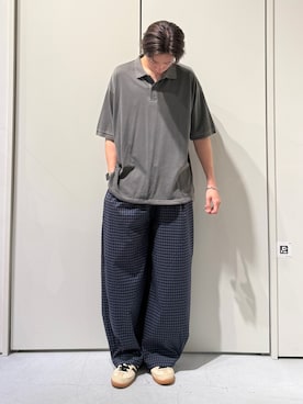「CIAOPANIC TYPY（チャオパニックティピー）の【UNISEX】ピグメント加工メッシュポロ（ポロシャツ、グレー系）」を使った、かとしょーさん（メンズ・180cm）の夏コーディネート