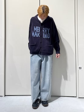 「アイテム（カーディガン/ボレロ）」を使った、かとしょーさん（メンズ・180cm）の秋コーディネート