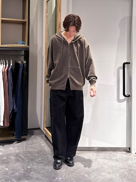 「CIAOPANIC TYPY（チャオパニックティピー）の【UNISEX】製品染めダンボールジップパーカー/WEB限定カラーあり（パーカー、ブラウン系）」を使った、かとしょーさん（メンズ・180cm）の秋コーディネート