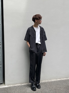 「サングラススタイル」｜「アイテム（スラックス）」を使った、かとしょーさん（メンズ・180cm）の夏コーディネート