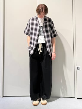 「CIAOPANIC TYPY（チャオパニックティピー）の【UNISEX】【プラスサイズあり】スラブ天竺ピグメントロゴTEE（Tシャツ/カットソー、ホワイト系）」を使った、かとしょーさん（メンズ・180cm）の春コーディネート