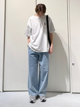 「CIAOPANIC TYPY（チャオパニックティピー）の【DOGS】ユニセックスアニマル刺繍ロゴ半袖TEE（Tシャツ/カットソー、グレー系）」を使った、かとしょーさん（メンズ・180cm）の春コーディネート