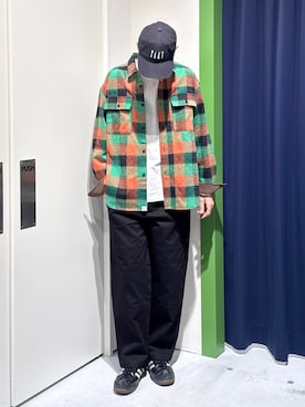 「アイテム（帽子）」を使った、かとしょーさん（メンズ・180cm）の秋コーディネート