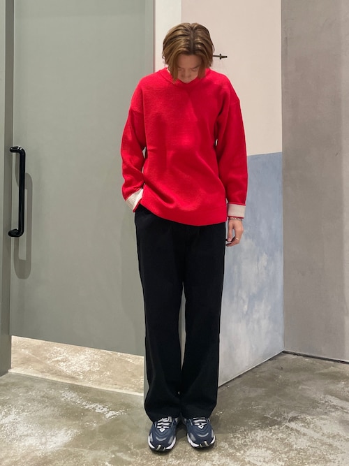 【ユニセックス】キープシェイプワッフルニットプルオーバー
