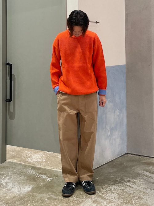 ヘリンボンストレートベイカーワイドパンツ