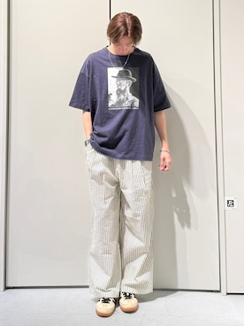 「CIAOPANIC TYPY（チャオパニックティピー）の【ユニセックス】【プラスサイズあり】スラブフォトTee（Tシャツ/カットソー、ブルー系）」を使った、かとしょーさん（メンズ・180cm）の春コーディネート