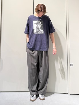 「CIAOPANIC TYPY（チャオパニックティピー）の【ユニセックス】【プラスサイズあり】スラブフォトTee（Tシャツ/カットソー、ブルー系）」を使った、かとしょーさん（メンズ・180cm）の春コーディネート