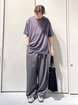 「CIAOPANIC TYPY（チャオパニックティピー）の【TYPY×LOTTE板ガム】持続冷感バックロゴ板ガム集合ポケットTEE（Tシャツ/カットソー、グレー系）」を使った、かとしょーさん（メンズ・180cm）の夏コーディネート