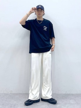 「RAGEBLUE（レイジブルー）のアイテム（スウェットパンツ）」を使った、しゅうさん（メンズ・175cm）の夏コーディネート