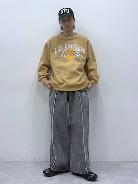 「NBA（エヌビーエー）のアイテム（パンツ）」を使った、しゅうさん（メンズ・175cm）の冬コーディネート