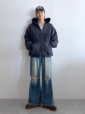 「RAGEBLUE（レイジブルー）のアイテム（パーカー）」を使った、しゅうさん（メンズ・175cm）の冬コーディネート