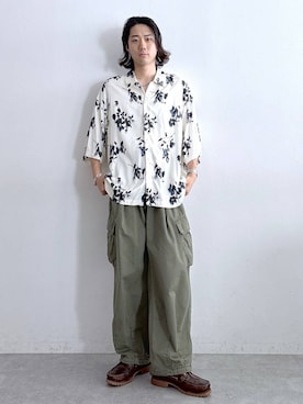 「RAGEBLUE（レイジブルー）のアイテム（カーゴパンツ）」を使った、しゅうさん（メンズ・175cm）の夏コーディネート