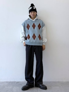 「RAGEBLUE（レイジブルー）のアイテム（パーカー）」を使った、しゅうさん（メンズ・175cm）の冬コーディネート