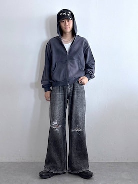 「RAGEBLUE（レイジブルー）のアイテム（パーカー）」を使った、しゅうさん（メンズ・175cm）の冬コーディネート