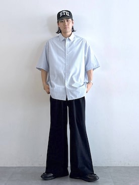 「RAGEBLUE（レイジブルー）のアイテム（スウェットパンツ）」を使った、しゅうさん（メンズ・175cm）の夏コーディネート