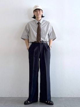 「RAGEBLUE（レイジブルー）のアイテム（スラックス）」を使った、しゅうさん（メンズ・175cm）の夏コーディネート