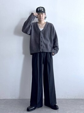 「RAGEBLUE（レイジブルー）のアイテム（スラックス）」を使った、しゅうさん（メンズ・175cm）の冬コーディネート