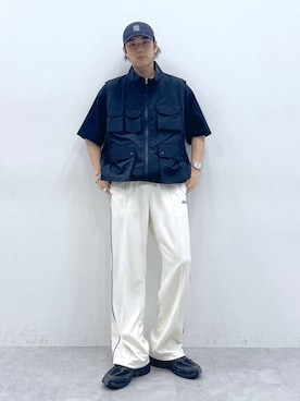 「RAGEBLUE（レイジブルー）のアイテム（スウェットパンツ）」を使った、しゅうさん（メンズ・175cm）の夏コーディネート
