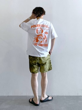 「POLeR（ポーラー）のアイテム（パンツ）」を使った、しゅうさん（メンズ・175cm）の夏コーディネート