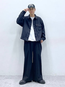 「RAGEBLUE（レイジブルー）のステッチショートブルゾン（ブルゾン）」を使った、しゅうさん（メンズ・175cm）の秋コーディネート