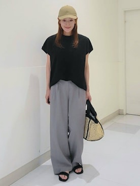 「coen（コーエン）のアイテム（パンツ）」を使った、coen officialさん（レディース・161cm）の夏コーディネート