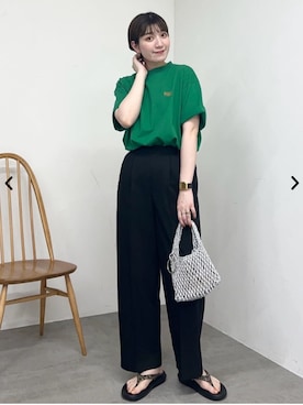 「coenスタッフスタイリング」｜「アイテム（スラックス）」を使った、coen officialさん（レディース・163cm）の春コーディネート