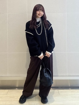 「coen（コーエン）のアイテム（スラックス）」を使った、coen officialさん（レディース・153cm）の秋コーディネート